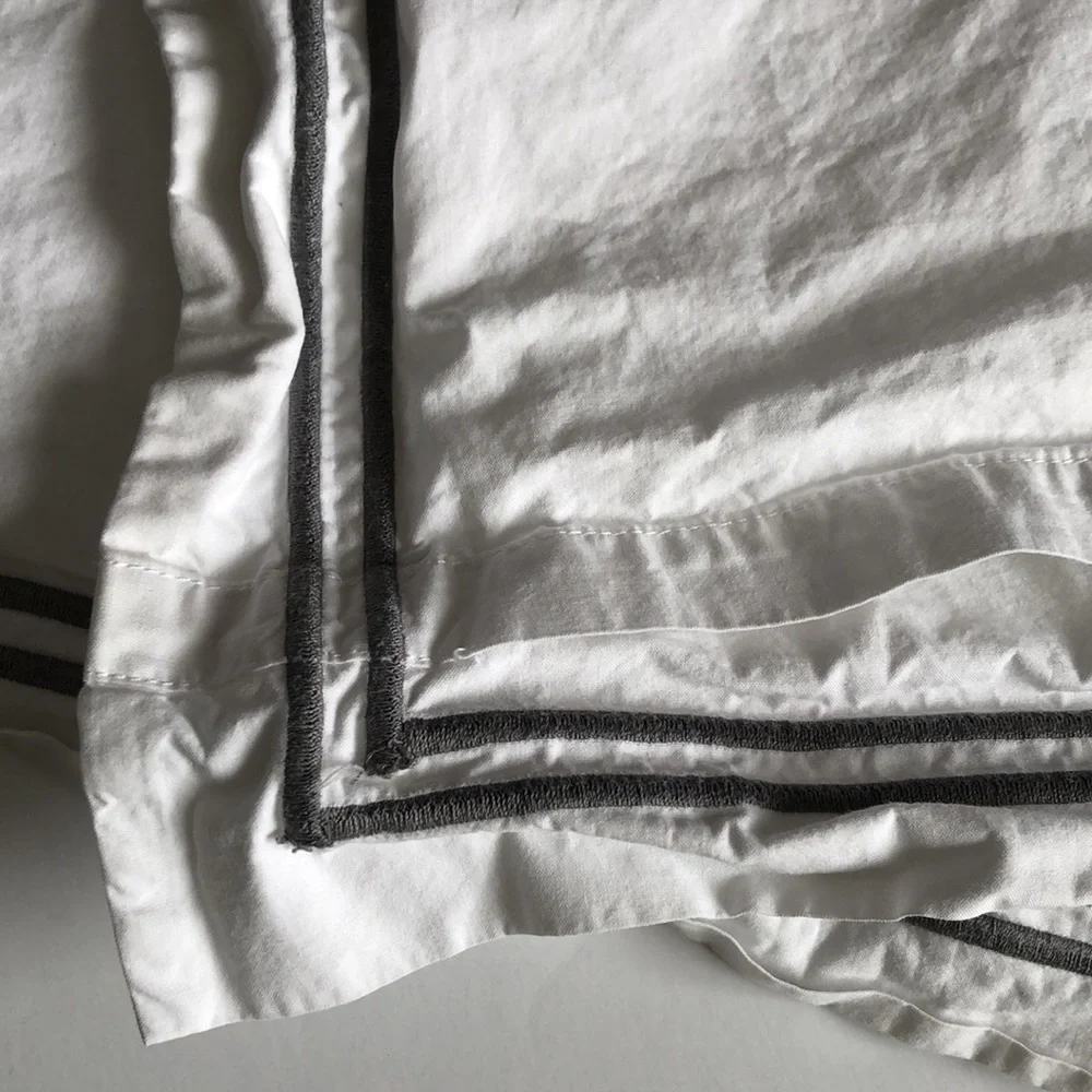 Restoration Hardware ITALIAN HOTEL SATIN STITCH Euro SHAM Fog White Silver
